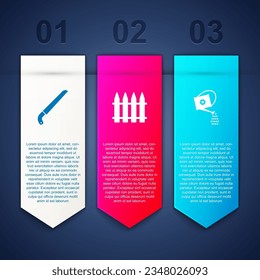 Set Garden saw, fence and Watering can. Business infographic template. Vector