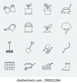 set of garden thin line icons