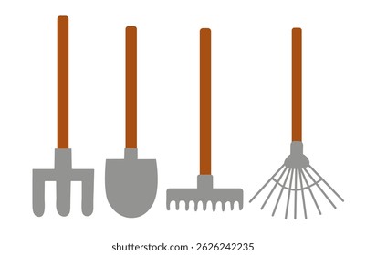 Set of Garden tools Elements. Vector flat illustration.	