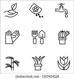 Set of garden tools. Hand drawn vector illustration.