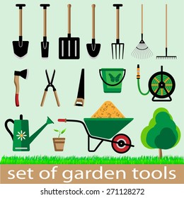 Set of garden tools. Icon. Vector illistration.