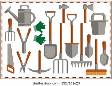 Set of garden tools. Isolated on white background. Vector illustration.