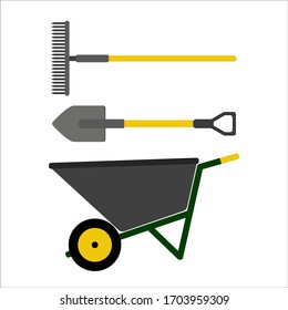Set of garden tools isolated on a white background. Vector graphics.