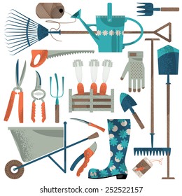 Set of garden tools. Vector illustration