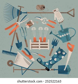 Set of garden tools. Vector illustration