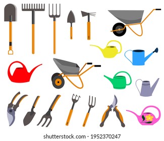 A set of garden tools. vector isolated on a white background.