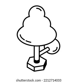 Set of Garden Trees Linear Icons 

