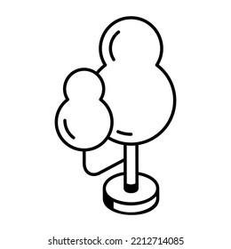 Set of Garden Trees Linear Icons 

