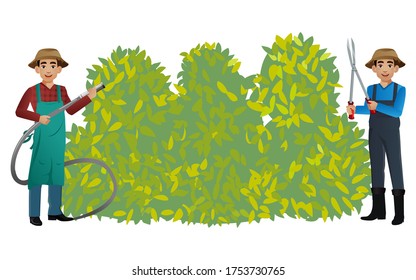 Conjunto de jardinero con diferentes poses