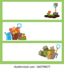 set of gardening banner