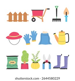 Set of Gardening element illustration collection