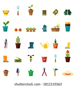 set of Gardening flat icon vector