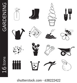 Set of  gardening icons. Garden iquipment