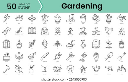 Set of gardening icons. Line art style icons bundle. vector illustration