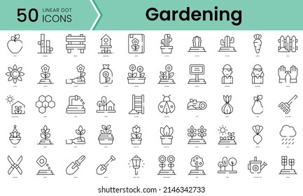 Set of gardening icons. Line art style icons bundle. vector illustration