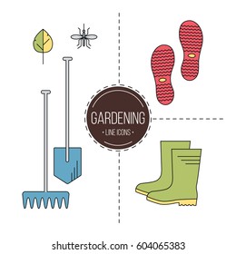 Set of gardening icons. Simple basic universal elements.