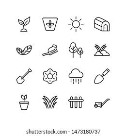 Set of gardening line icon design, plant vector illustration.