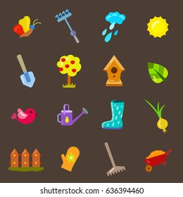 Set of gardening objects. It can be used as - logo, pictogram, icon, element.