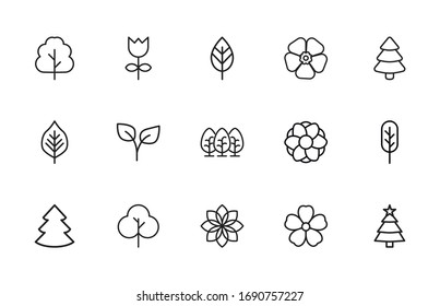 Set of gardening related vector line icons. Premium linear symbols pack. Vector illustration isolated on a white background. Web symbols for web sites and mobile app. Trendy design. 
