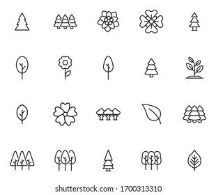 Set of gardening related vector line icons. Premium linear symbols pack. Vector illustration isolated on a white background. Web symbols for web sites and mobile app. Trendy design. 

