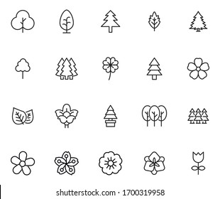 Set of gardening related vector line icons. Premium linear symbols pack. Vector illustration isolated on a white background. Web symbols for web sites and mobile app. Trendy design. 
