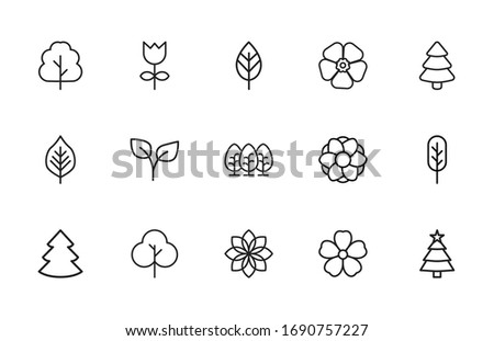 Set of gardening related vector line icons. Premium linear symbols pack. Vector illustration isolated on a white background. Web symbols for web sites and mobile app. Trendy design. 
