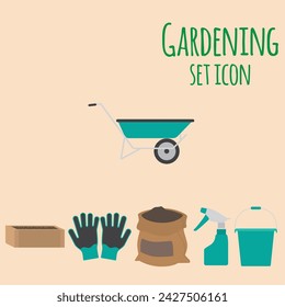 Set of gardening tool icons Vector illustration