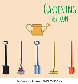 Set of gardening tool icons Vector illustration