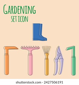 Set of gardening tool icons Vector illustration