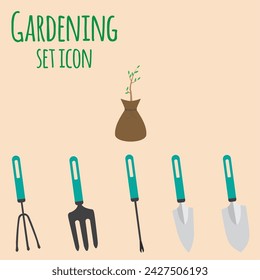Conjunto de iconos de herramientas de jardinería Ilustración vectorial