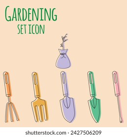 Set of gardening tool icons Vector illustration