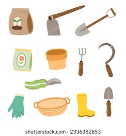 ilustración de conjunto de herramientas de jardinería