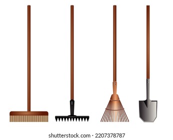 set of gardening tools isolated
