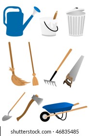 Set of gardening tools isolated on white background
