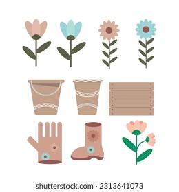 conjunto de herramientas de jardinería ilustración vectorial