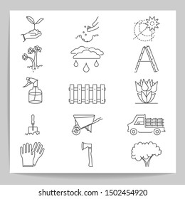  Set of gardening ,  vector icons .