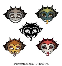 Set of Gargoyles Muzzle. Contour Image