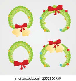 Set garland bell bow for decorate christmas 