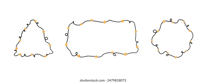 Set of garland is painted by hand. Holiday, party, coziness, frame. Vector illustration in flat style.
