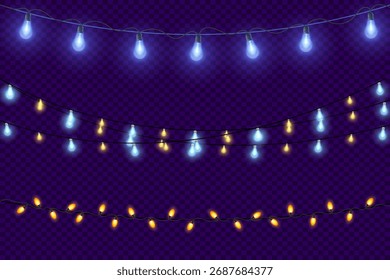 Set of garlands in the form of light bulbs. New Year's decoration. Vector.