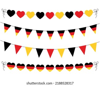 conjunto de guirnaldas para el Día Nacional Alemán, decoración del Día de la Unidad, elementos vectores planos simples, colores de bandera de Alemania