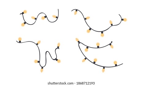 Set of Garlands with light bulbs. Vector illustration.