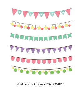 Set of garlands for parties with a flag. Decorations for birthday parties, carnival.
