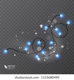 Set of garlands with shape of stars. Holiday decoration garland, vector illustration for your decoration