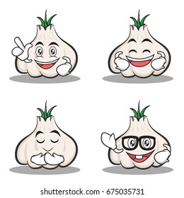 Set of garlic cartoon character collection