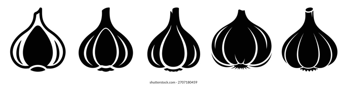 set of garlic clove icon vector illustration isolated on white background