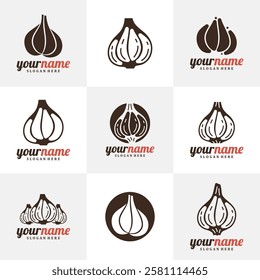 Set of Garlic logo design concept vector. Creative Garlic Logo Design Template. Creative Symbol