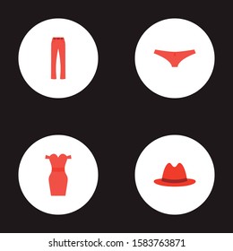 Set of garment icons flat style symbols with trousers, panama, underpants and other icons for your web mobile app logo design.