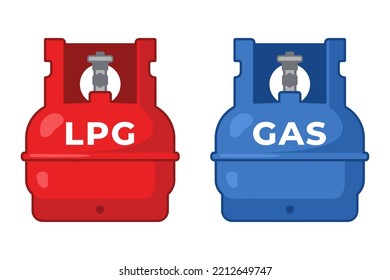 Set Of Gas Cylinders. LPG Propane Bottle Container Flat Icon. Gas Tank Fuel Storage.