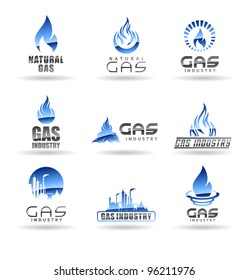 Set of gas energy icons. Natural gas. Gas industry.